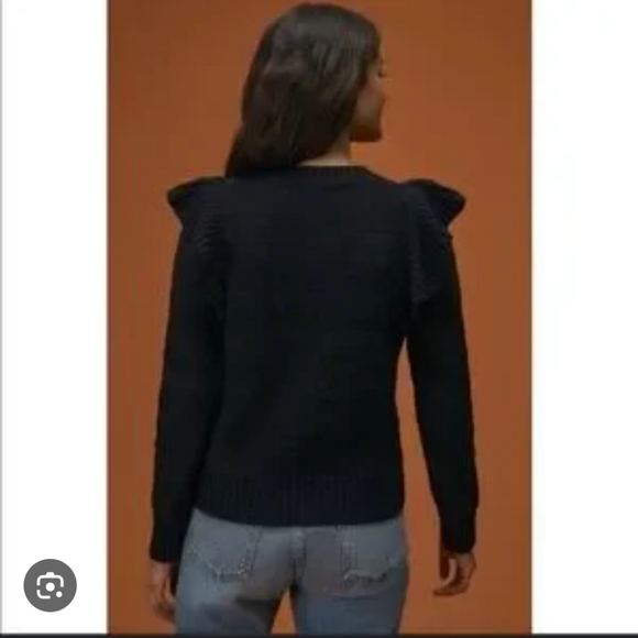 Anthropologie Pilcro Black Ruffled Women's Sweater_Large - Picture 2 of 6